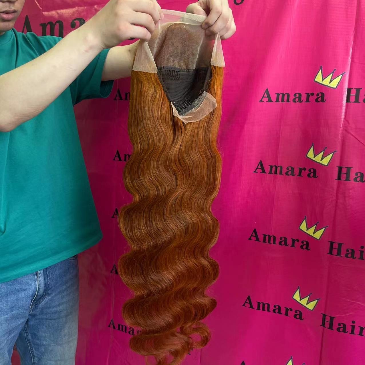 Amara ginger orange color body wave wig 13x4 lace or 13x6 lace frontal 100 human hair wigs 8-40 inch hot sale hair wig product