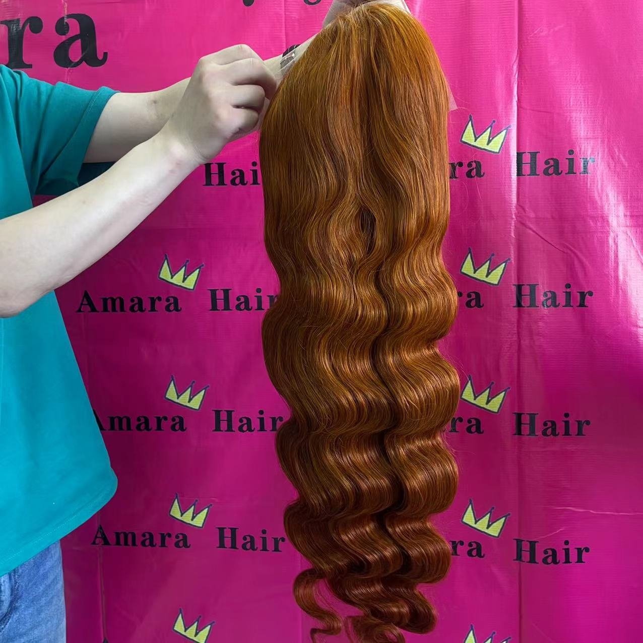 Amara ginger orange color body wave wig 13x4 lace or 13x6 lace frontal 100 human hair wigs 8-40 inch hot sale hair wig product