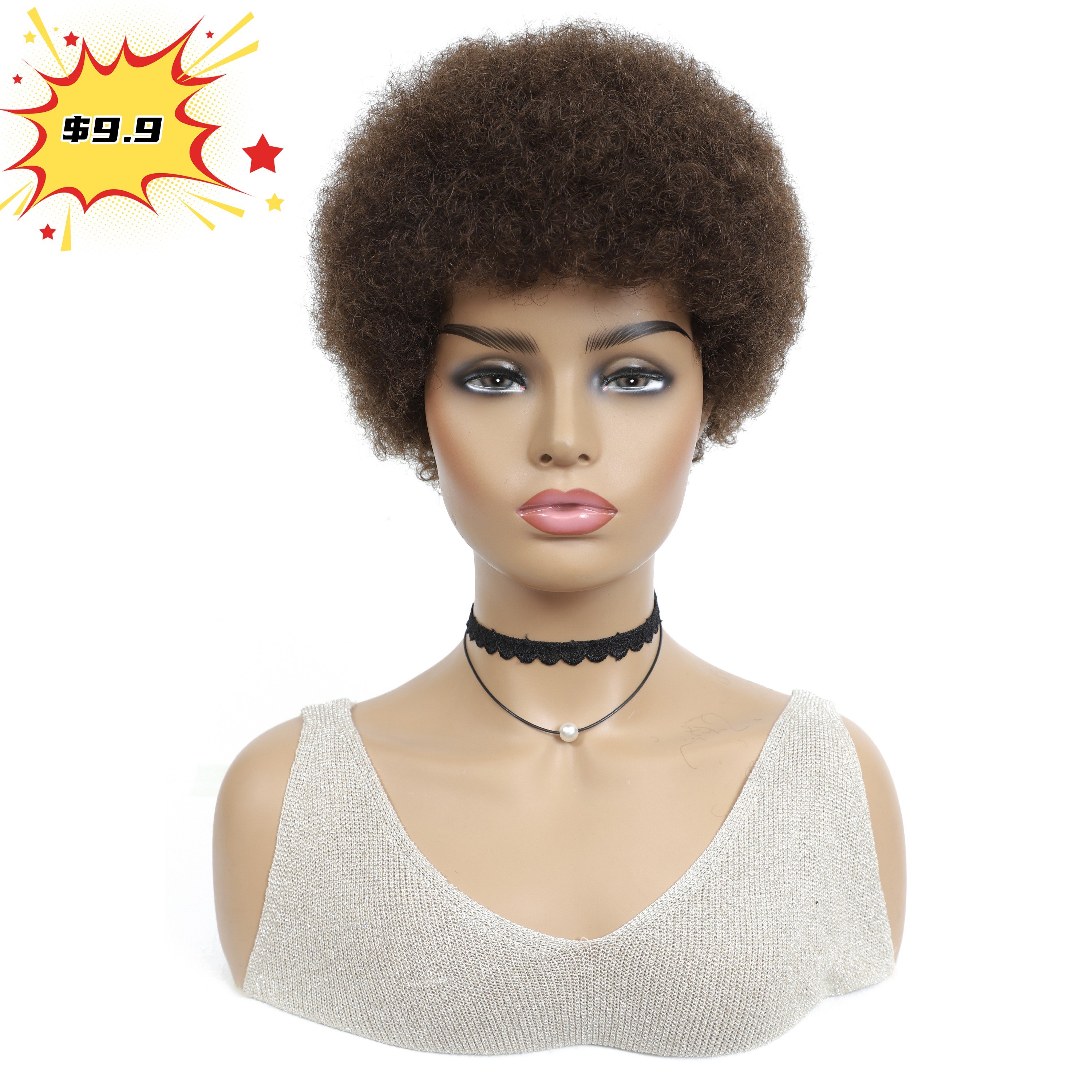 KEMY Short Afro Kinky Human Hair Wigs 100% Human Hair Wigs For American Africa Black Women Brazilian Remy Full Machine Wigs