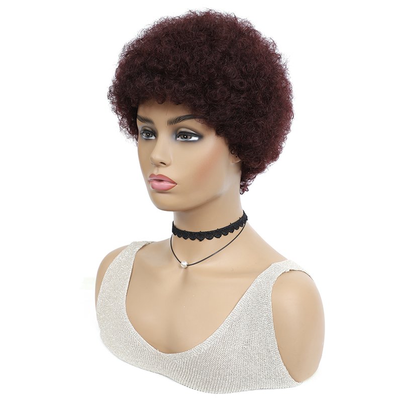 KEMY Short Afro Kinky Human Hair Wigs 100% Human Hair Wigs For American Africa Black Women Brazilian Remy Full Machine Wigs