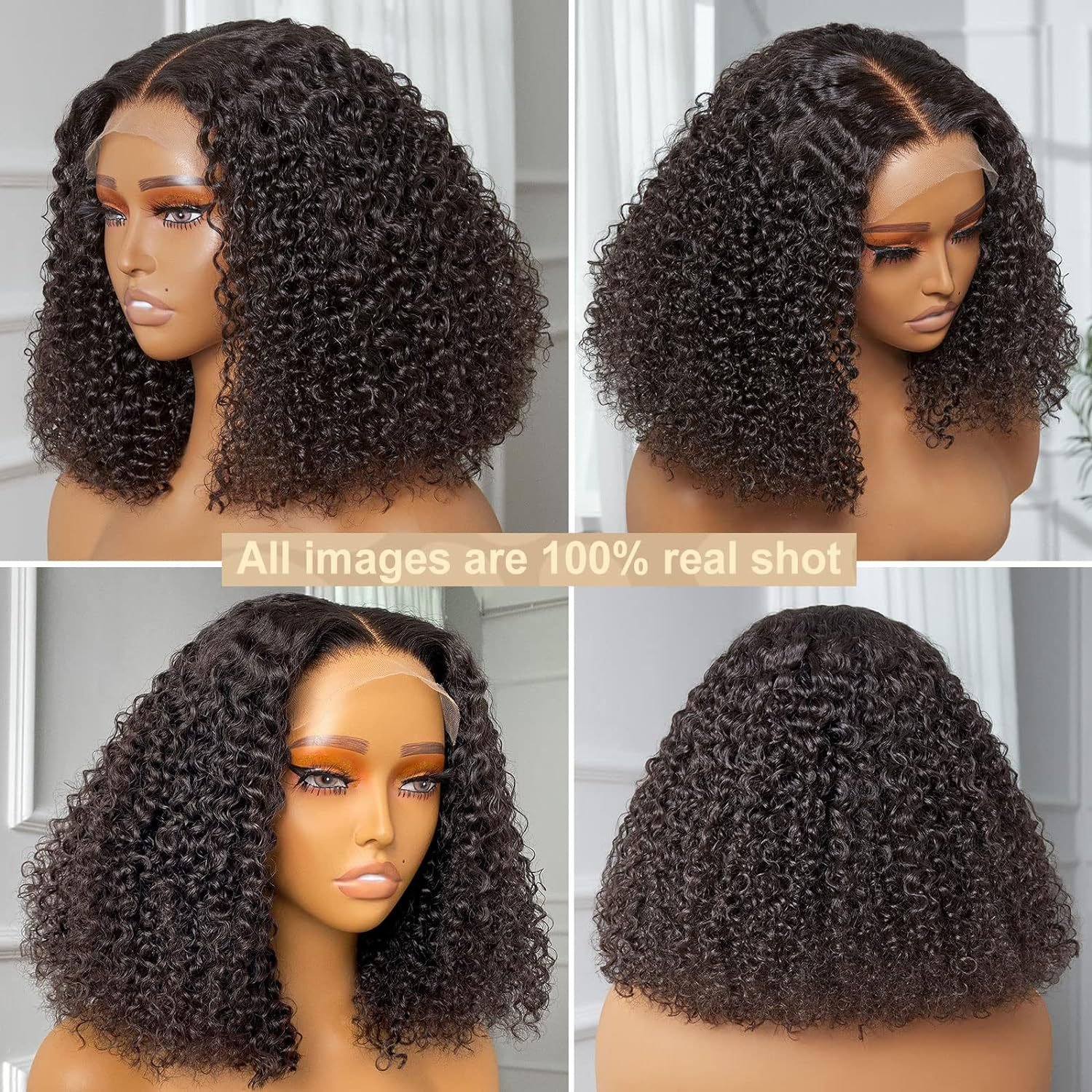 Top Quality Glueless Brazilian Short Bob Lace Front Wig HD Black Curly Bob Wigs For Black Women Synthetic Fiber Human Hair Wigs