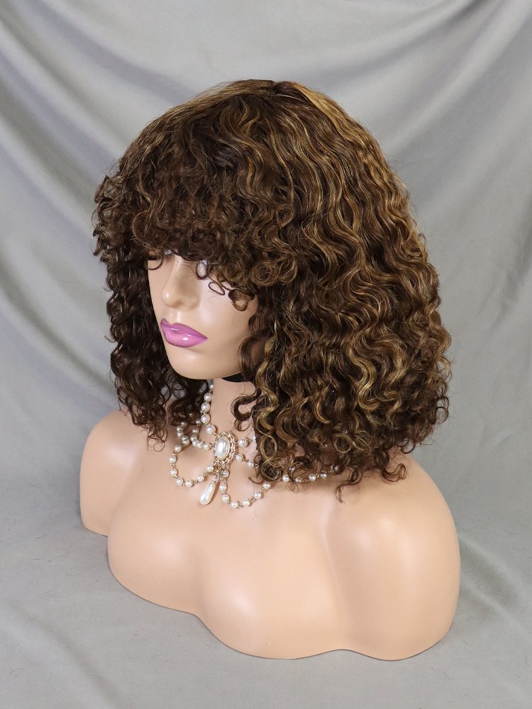Black Friday Wear Ready To Go Glueless Short Bob Wig 4/27 Highlight Brazilian Water Wave Pre-Plucked Human Hair Wigs With Bang