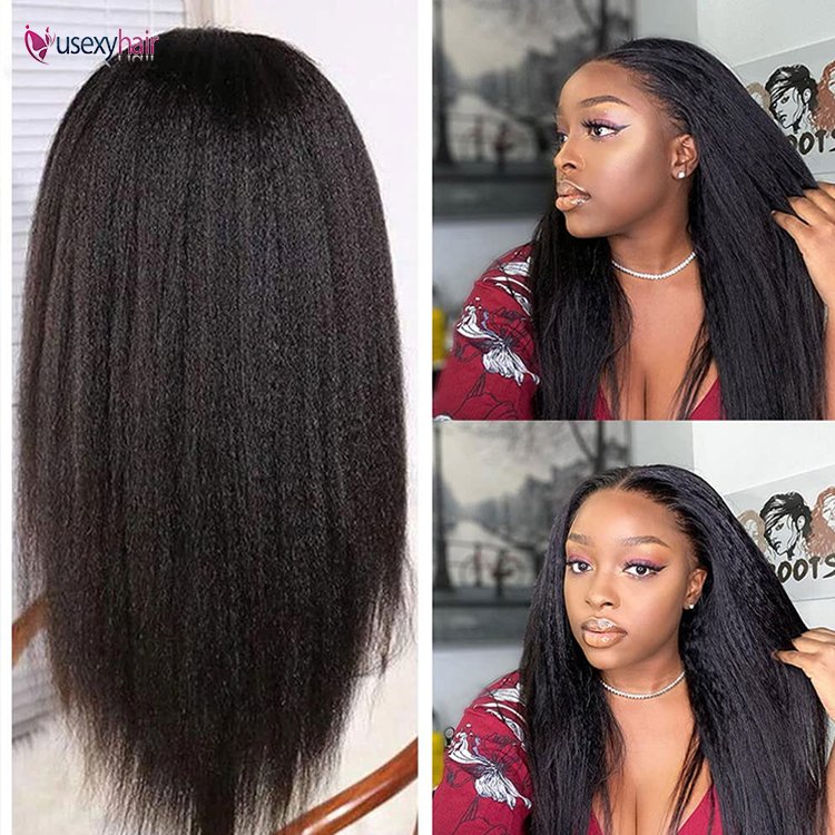 Hot Sale Women Wigs 100% Human Hair Remy Glueless Thin V Part Wig Kinky Straight Human Hair Wigs For Black Women