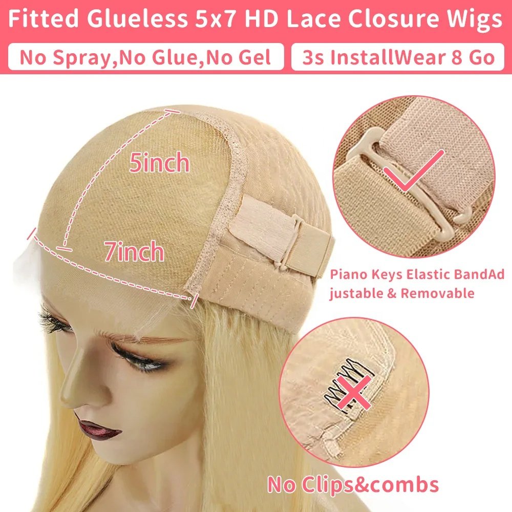 glueless raw vietnamese wig 4x4 5x5 7x5 closure honey blonde lace 613 human hair wigs blonde wigs best quality vendors wholesale