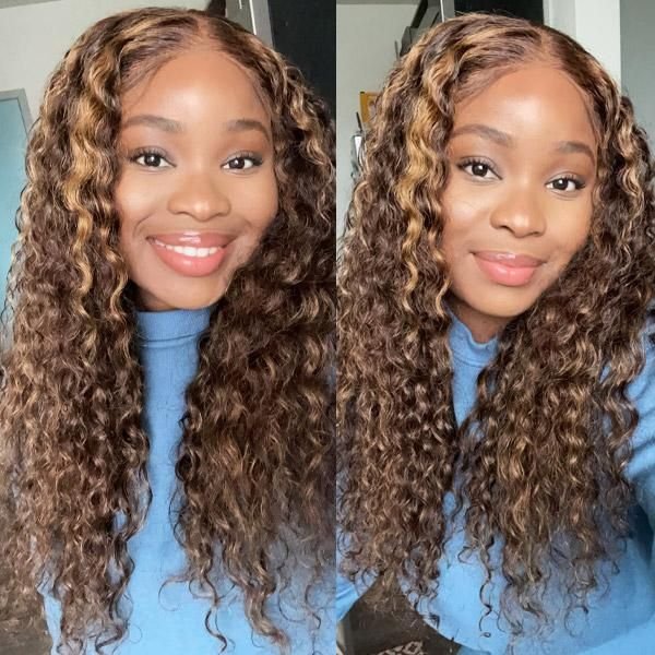 Piano 30 Inch Long Straight Brown 4x4 13X4 Transparent Lace Highlighted Human Hair Wigs 10a Highlight Body Wave Hair Full Wig