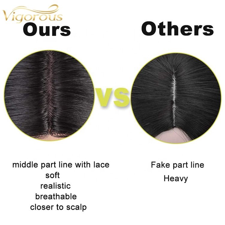 Vigorous Top Quality Short Wavy Bob Wigs For Black Women Natural Looking Middle Part Synthetic Lace Black Wigs