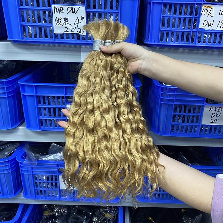 RXHAIR Wholesale Afro Kinky Water Wave #27 Bulk Hair Extensions Brazilian Raw Human Braiding In Bulk No Weft With Wigs