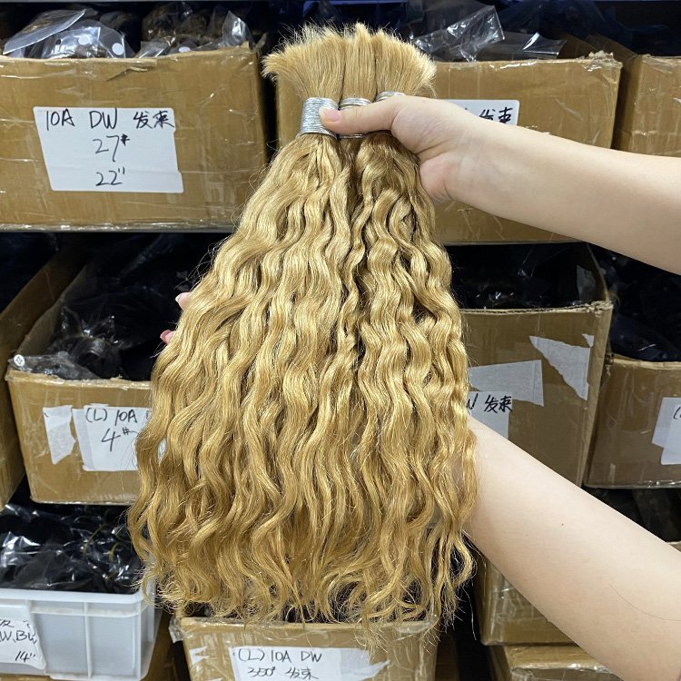 RXHAIR Wholesale Afro Kinky Water Wave #27 Bulk Hair Extensions Brazilian Raw Human Braiding In Bulk No Weft With Wigs