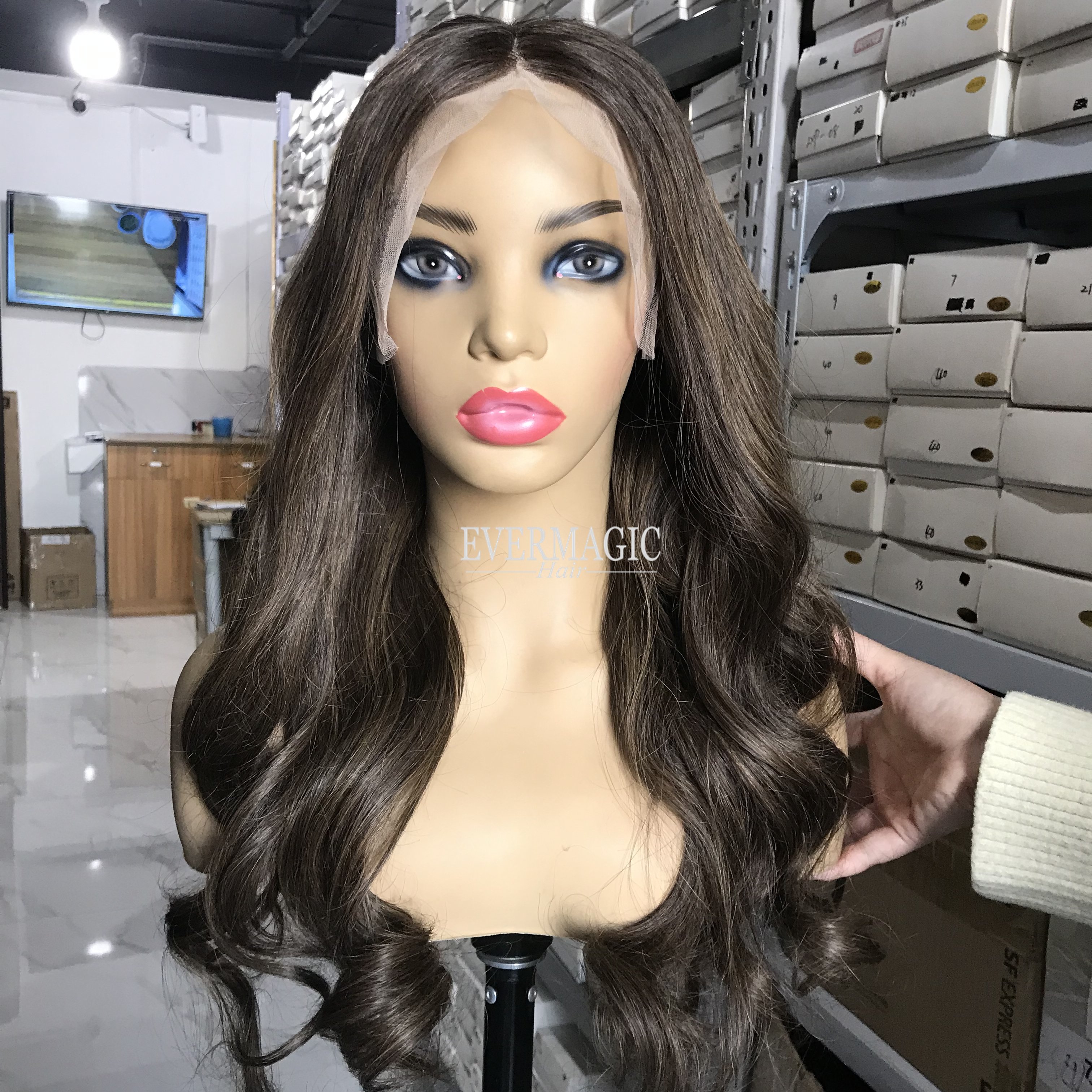 High QualIty Stock Luxury Human Hair Wigs B4 8# Balayage Color Human Remy Hair Loose Wave 13x6 Lace Frontal Wig For Women