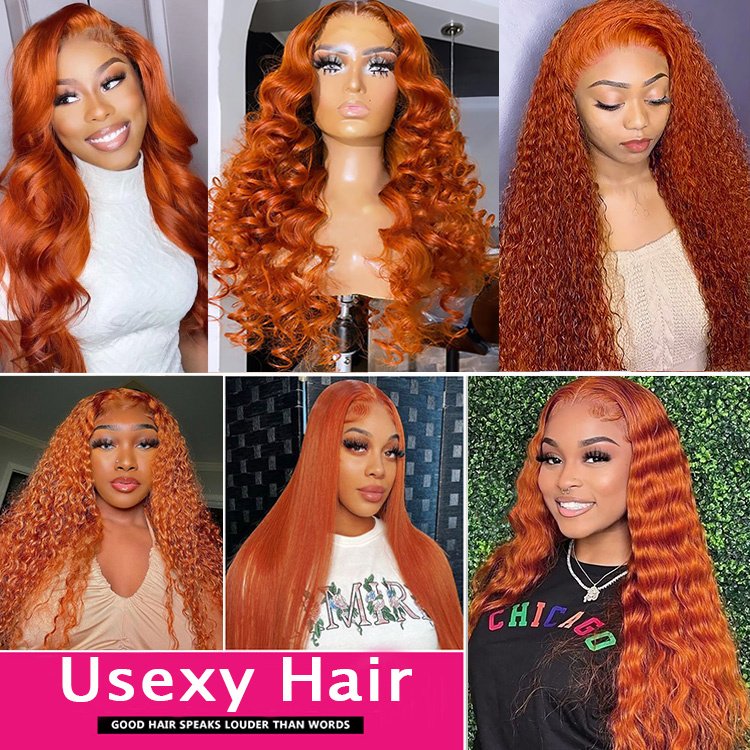 Human Lace Front Wig Orange Ginger Curly Hair,40 Inch Curly Deep Wave Full Lace Human Hair Wig,Silk Top Full Lace Wig With Curly