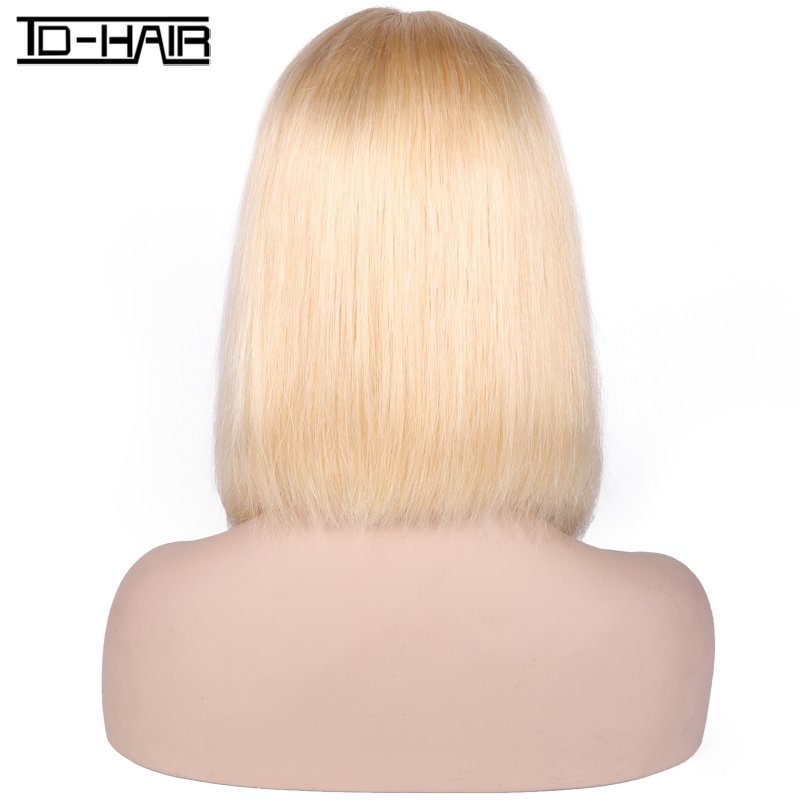 TD HAIR 613 color honey blond front lace human hair wigs for black woman short cut bob style human hair