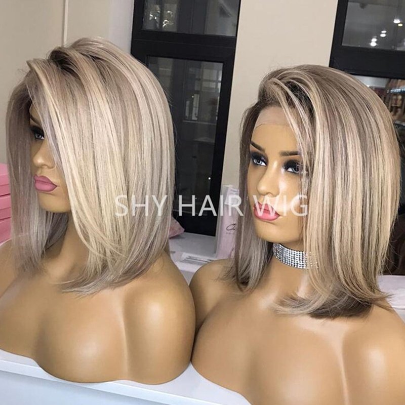 Cheap Pixie Cut Short Human Hair Wigs For Black and White Women With Highlights Blonde Bob Cuticle Aligned European Hair Wig