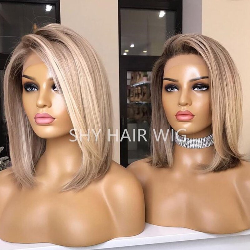 Cheap Pixie Cut Short Human Hair Wigs For Black and White Women With Highlights Blonde Bob Cuticle Aligned European Hair Wig