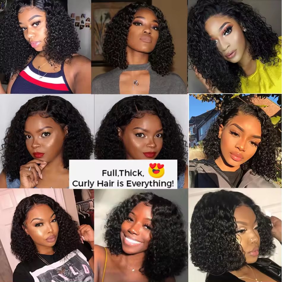 Kinky Curly Short Bob Wigs Human Hair Cambodian Raw Hair Hd Full Lace Front Wig Pixie Cut Human Hair Wigs For Black Women