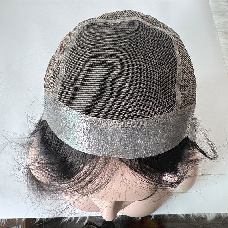 European Human Virgin Raw Natural Black Hair For Alopecia Patients Silicone Mono Customize Size Full Hand Made Medical Wig
