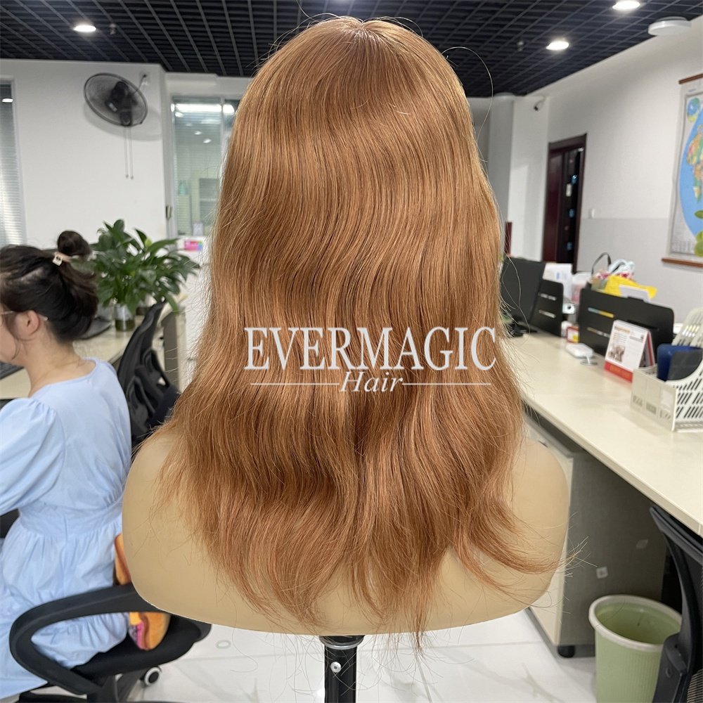 Human Virgin Hair Anti-Slip Silicone Full Hand Made Cap Wig with Lace Front Poly Perimeter Medical Wig for Hair Loss Alopecia