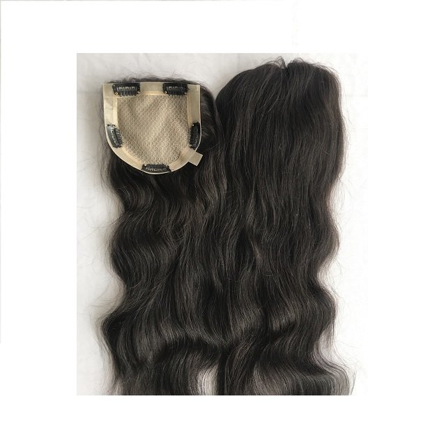Export 100% Raw Unprocessed Remy Virgin 18" 5x5 Wavy Topper Extensions Single Donor Hair At Wholesales Price List Indian Vendors