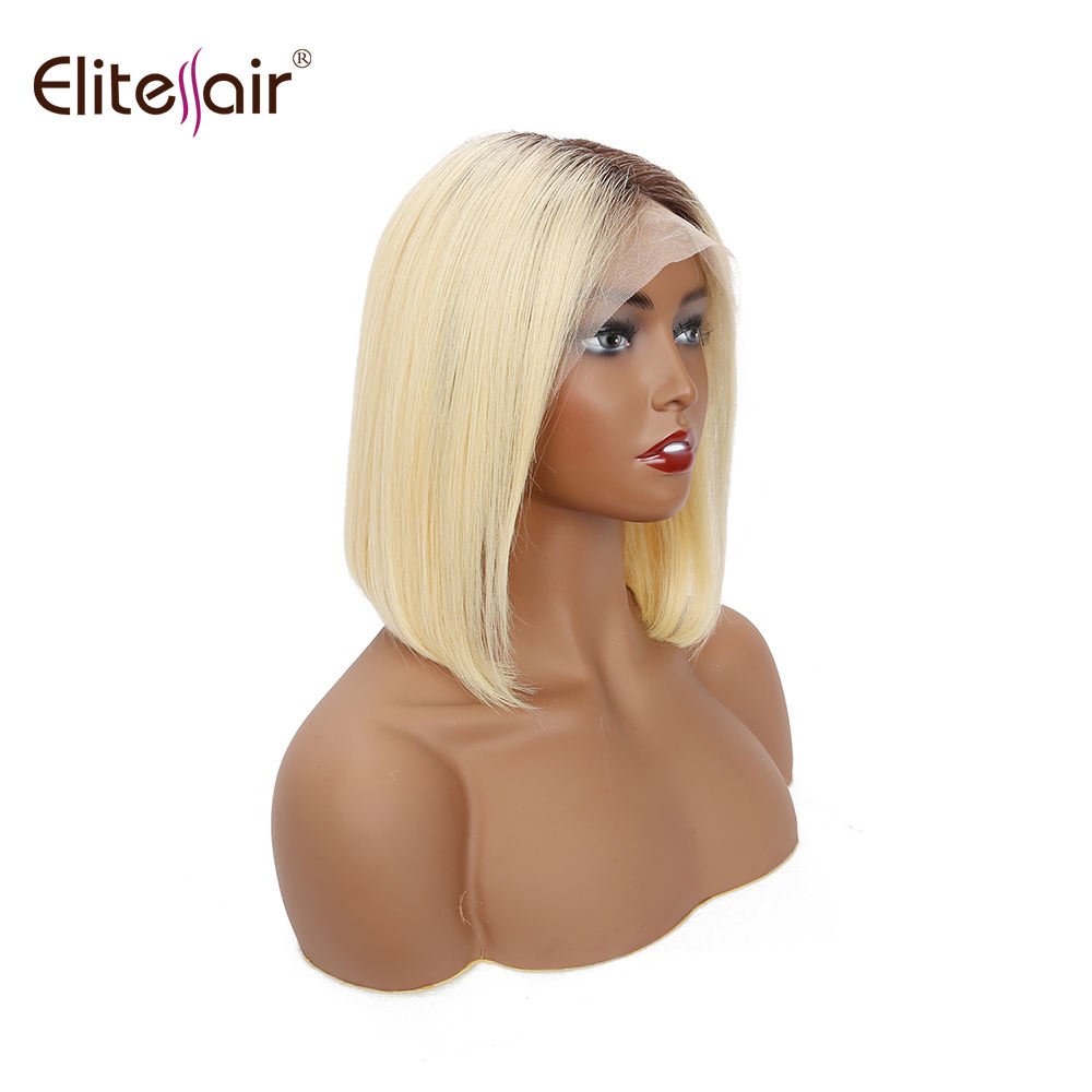 RTS Top quality 1b 613 blonde straight bob brazilian human hair front lace wig