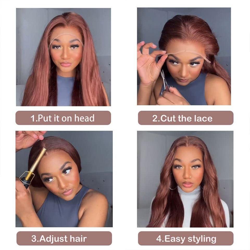Glueless 13x4 Hd Full Lace Frontal Malaysia Human Hair Wigs Red Colored 13x6 Bone Straight Lace Frontal Wig Brown Wig