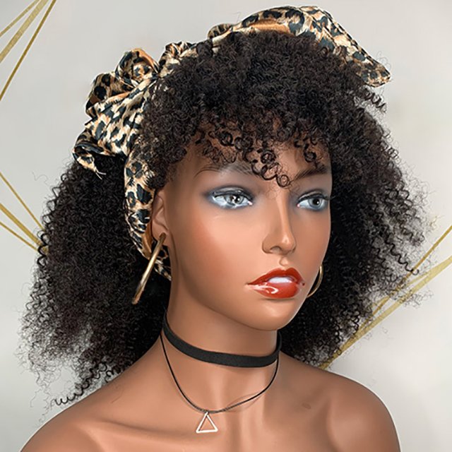 Bang Wigs Human Hair Headband Wigs for Black Cheap Remy Human Afro Kinky Curly Women Long Lace Front Wigs OEM ODM INDIAN Hair