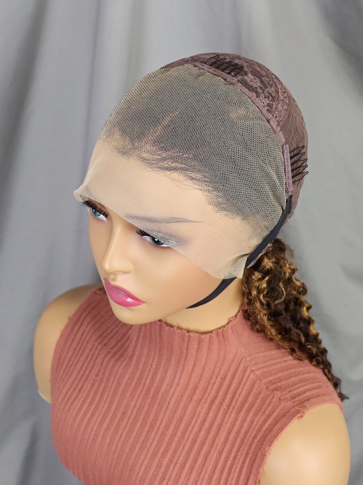 Highlight Black Blonde Ombre Lace Front Wig Kinky Curly Human Hair 13x4 Full Frontal Brazilian Virgin Hair Wigs For Black Women