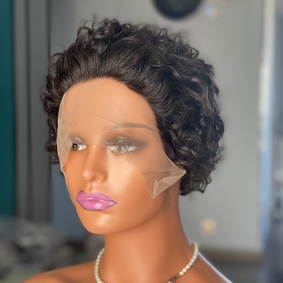 Wholesale Pixie Cut 150% Glueless Short Curly Lace Bob Wigs Virgin human hair Short Human Hair Wigs Curly Natural Lace
