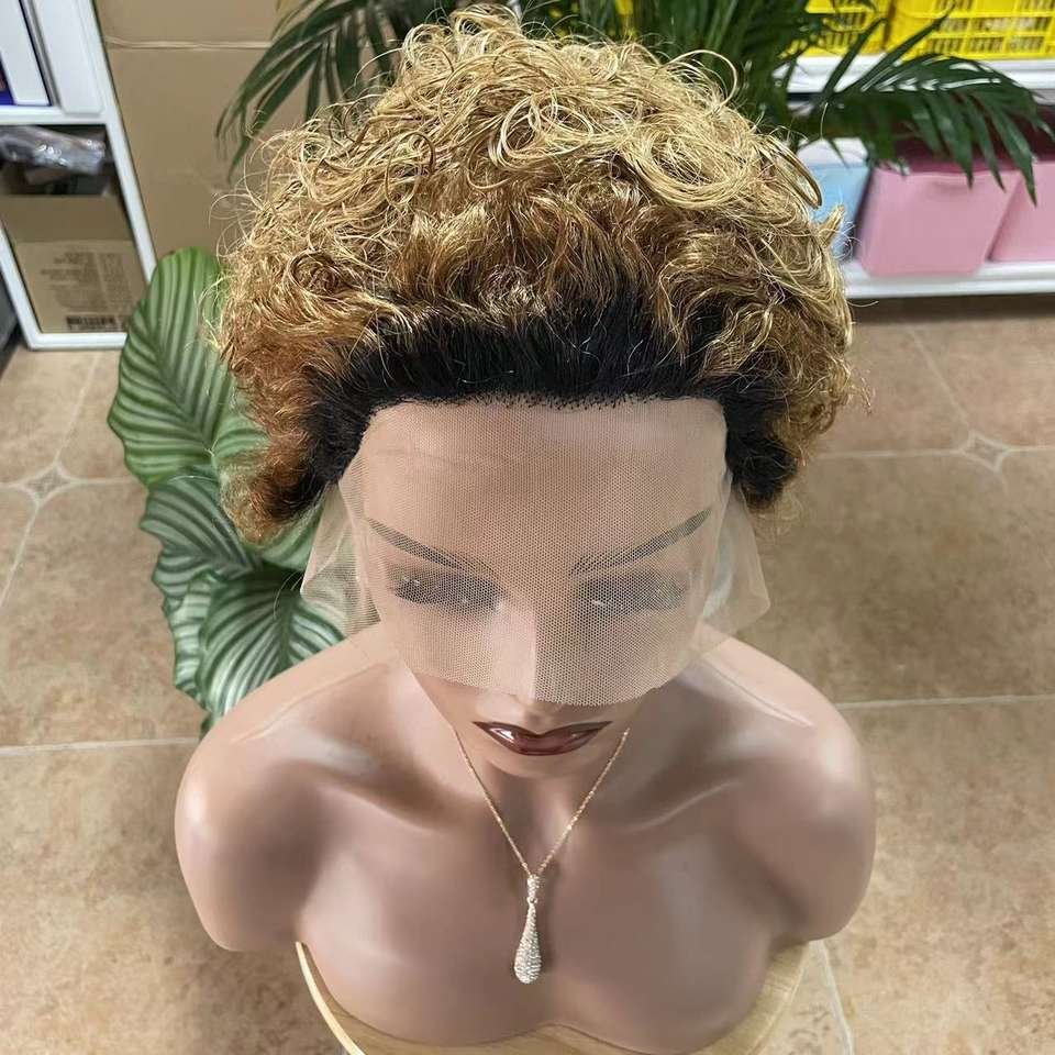 Wholesale Pixie Cut 150% Glueless Short Curly Lace Bob Wigs Virgin human hair Short Human Hair Wigs Curly Natural Lace