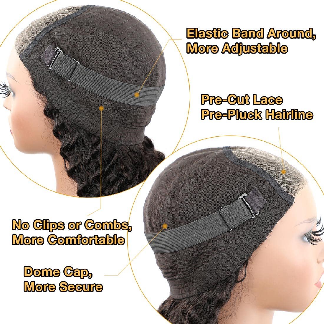 Human Hair Glueless Ready to Wear Wigs Pre Cut Wig Wear and Go Glueless Human Hair Wigs No Glue Lace Long Transparent Swiss Lace