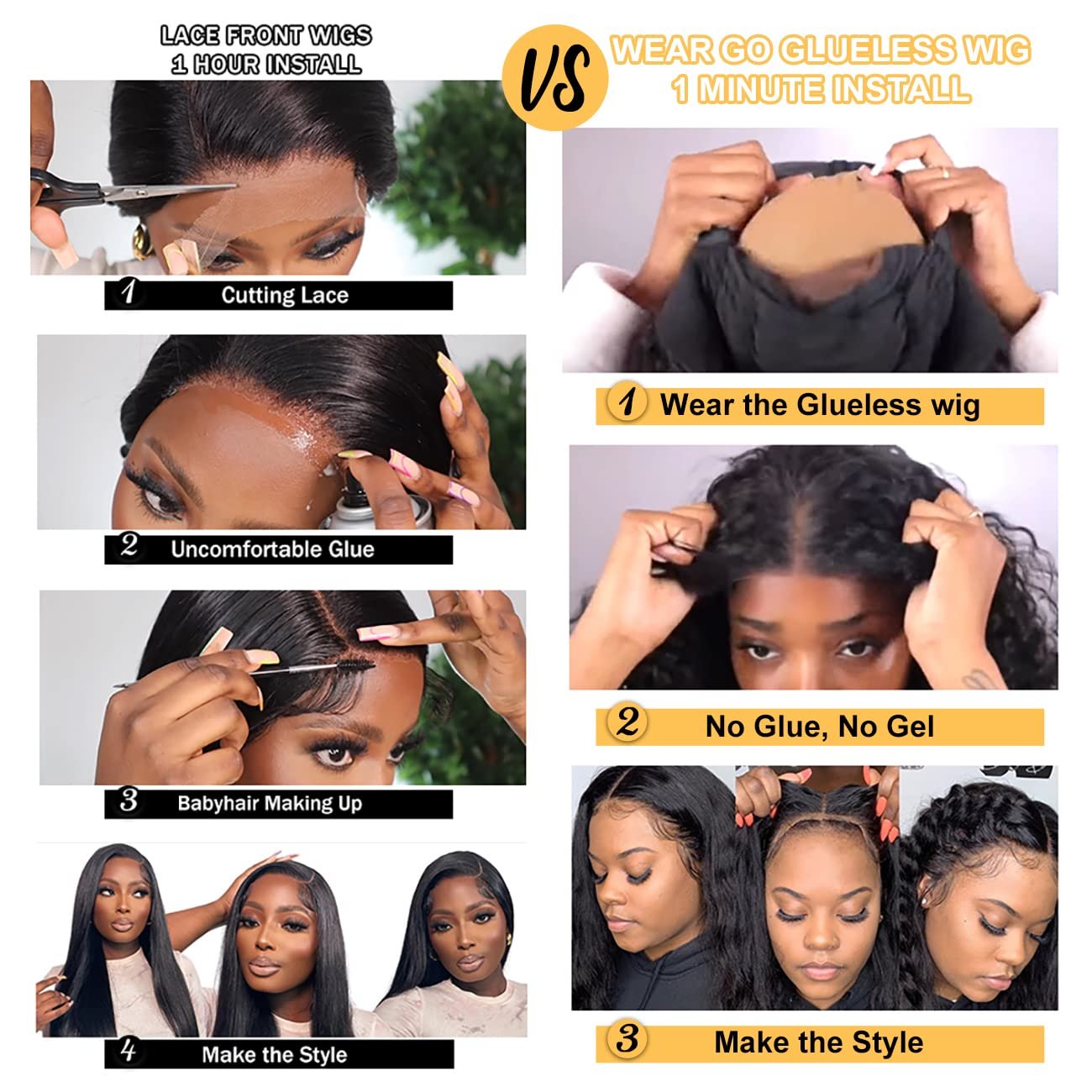 Human Hair Glueless Ready to Wear Wigs Pre Cut Wig Wear and Go Glueless Human Hair Wigs No Glue Lace Long Transparent Swiss Lace