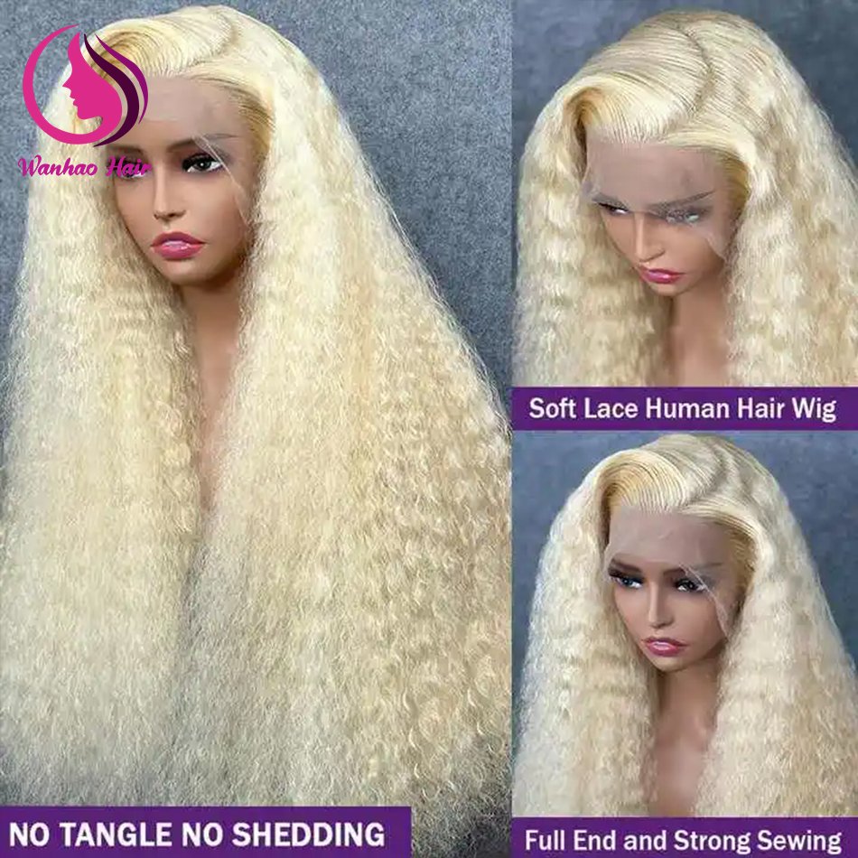 40 Inch 613 Blonde Kinky Curly Human Hair Wig HD Full Lace Frontal Wig with Baby Hair Raw Curly Wigs Human Hair Lace Front