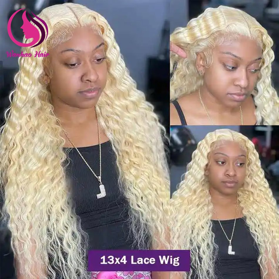 40 Inch 613 Blonde Kinky Curly Human Hair Wig HD Full Lace Frontal Wig with Baby Hair Raw Curly Wigs Human Hair Lace Front