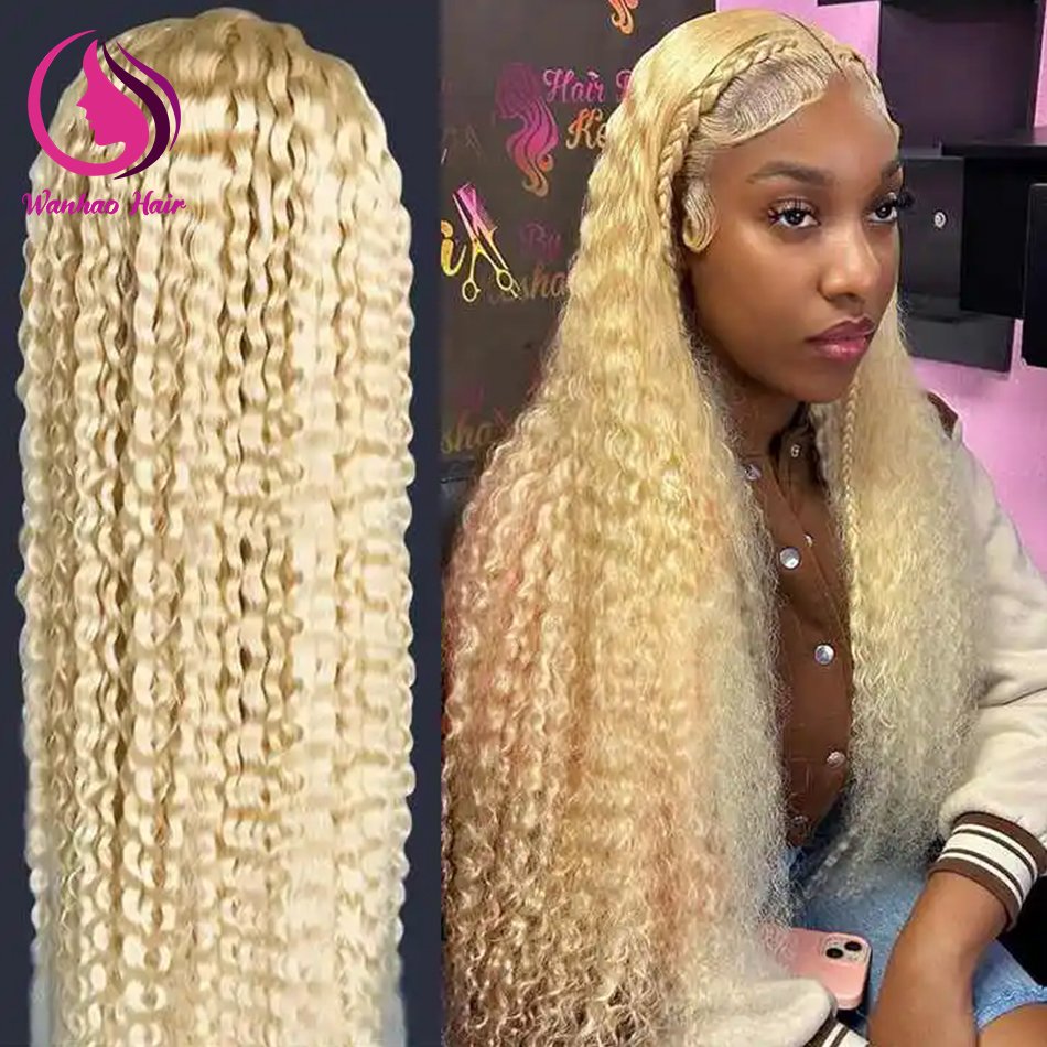 40 Inch 613 Blonde Kinky Curly Human Hair Wig HD Full Lace Frontal Wig with Baby Hair Raw Curly Wigs Human Hair Lace Front