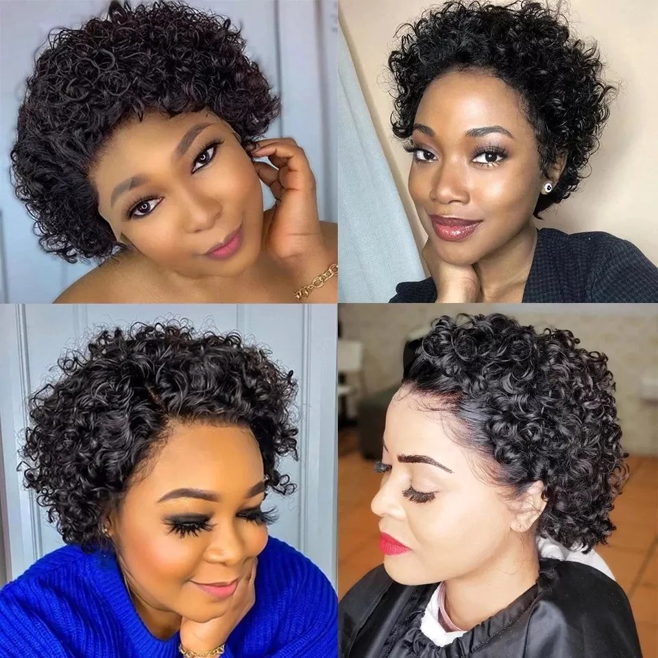 Cheap Price Large In Stock 13x1 Short Bob Pixie Curl Lace Wigs Vietnamese Pixie Cut Human Hair Wigs For Black Women
