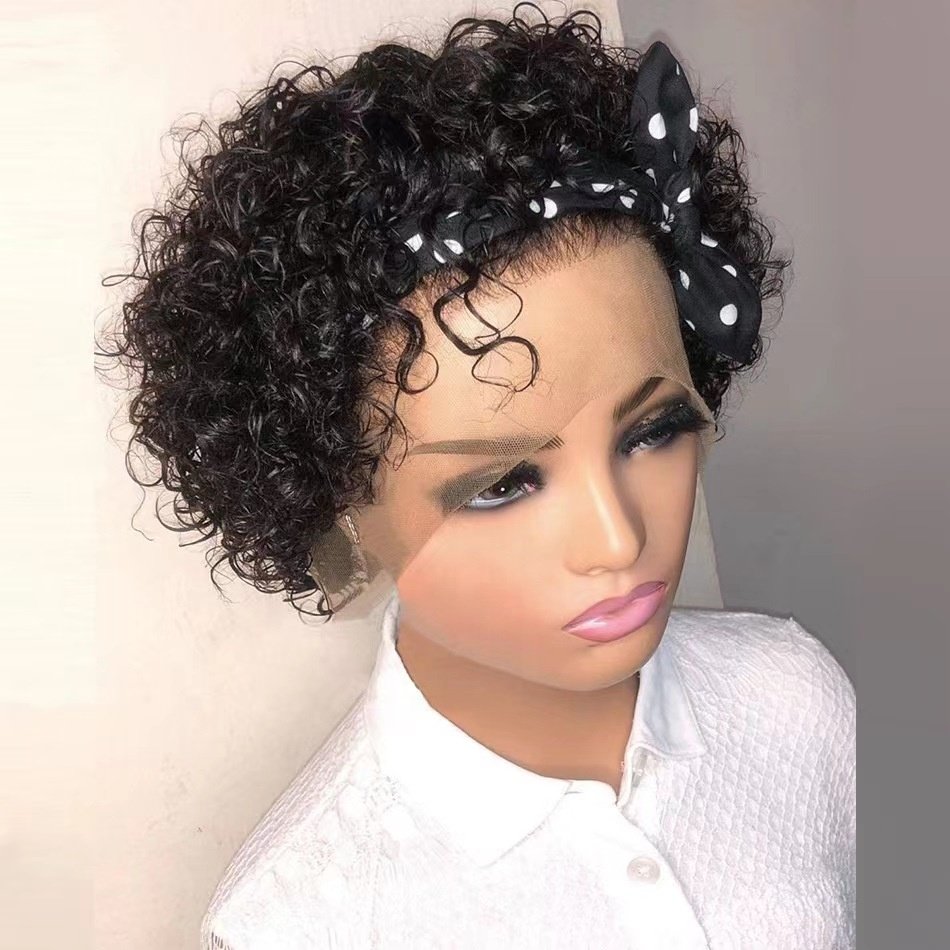 Cheap Price Large In Stock 13x1 Short Bob Pixie Curl Lace Wigs Vietnamese Pixie Cut Human Hair Wigs For Black Women