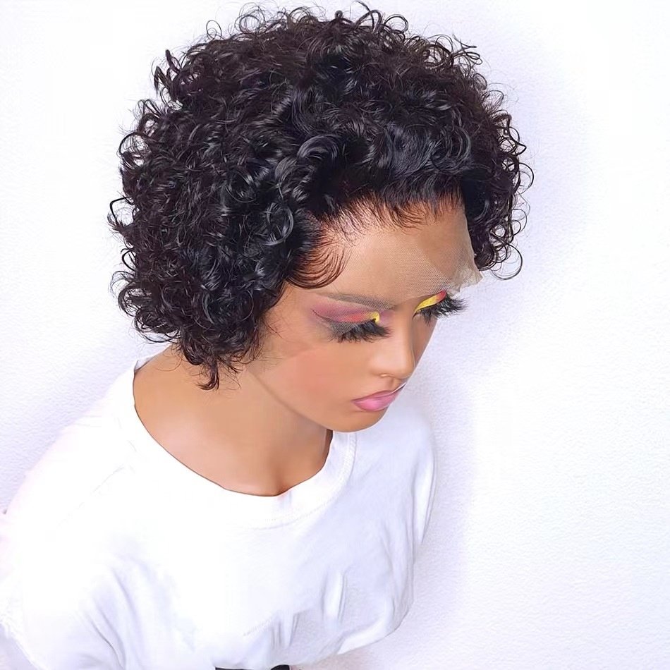 Cheap Price Large In Stock 13x1 Short Bob Pixie Curl Lace Wigs Vietnamese Pixie Cut Human Hair Wigs For Black Women