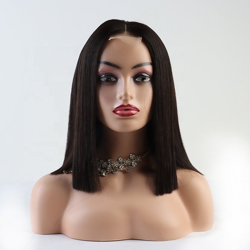 4*4 Bob Wigs Peruvian Bone Straight Natural Color Virgin Human Hair Wigs Vendors Transparent Lace Closure Short Wigs For Women