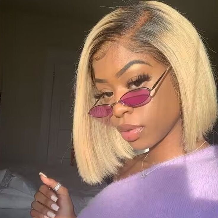 1B 613 Darkroot Short Straight Bob Human Hair Wigs Brazil Bob Wig Lace Front Human Hair Wigs For Black Women