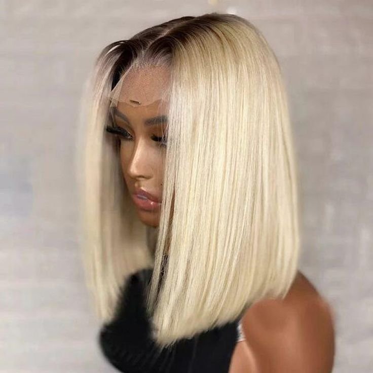 1B 613 Darkroot Short Straight Bob Human Hair Wigs Brazil Bob Wig Lace Front Human Hair Wigs For Black Women