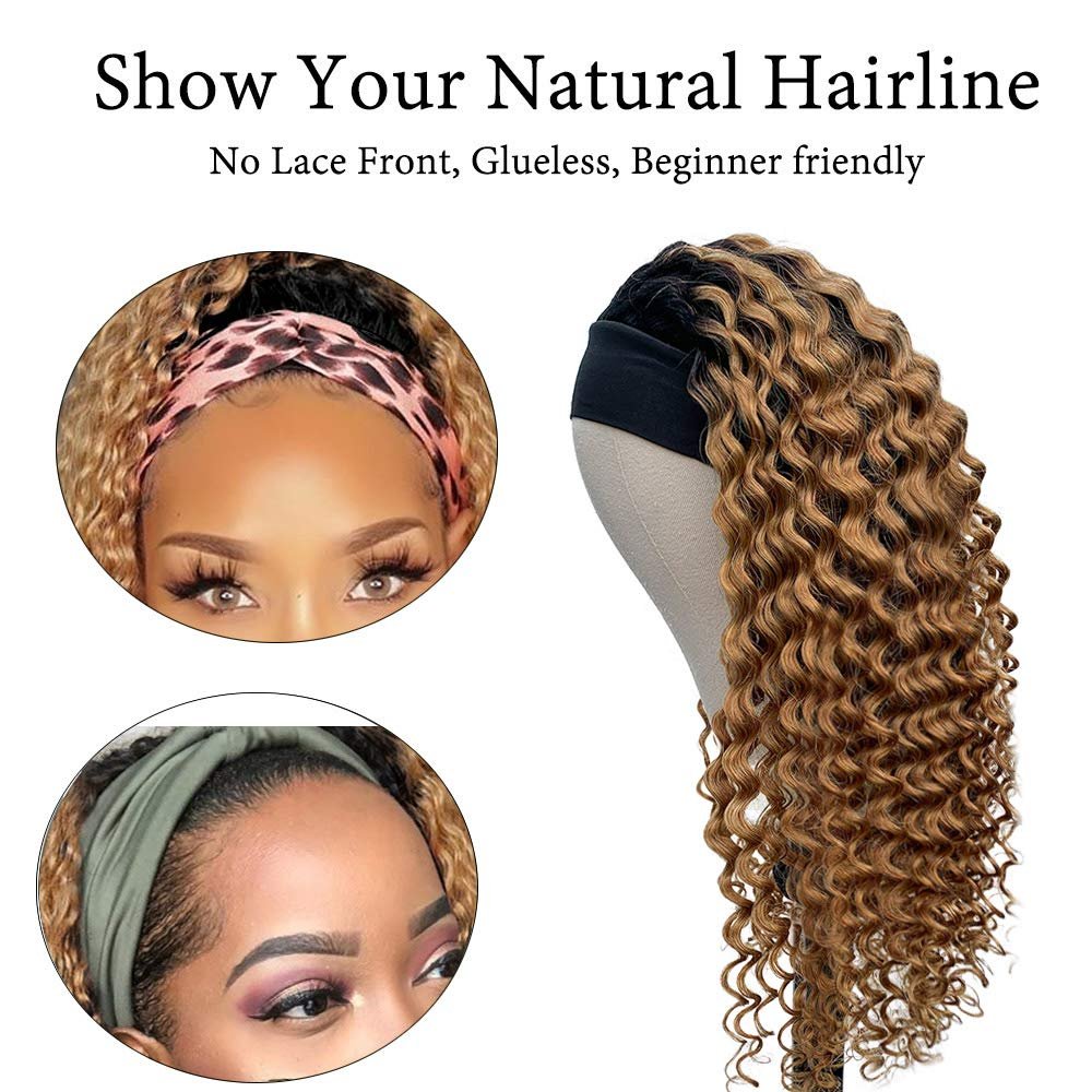  Peruvian High Quality 10A Ombre Strawberry Blonde Highlight Headband Wig Vendor,Human Hair Wigs for Black Women