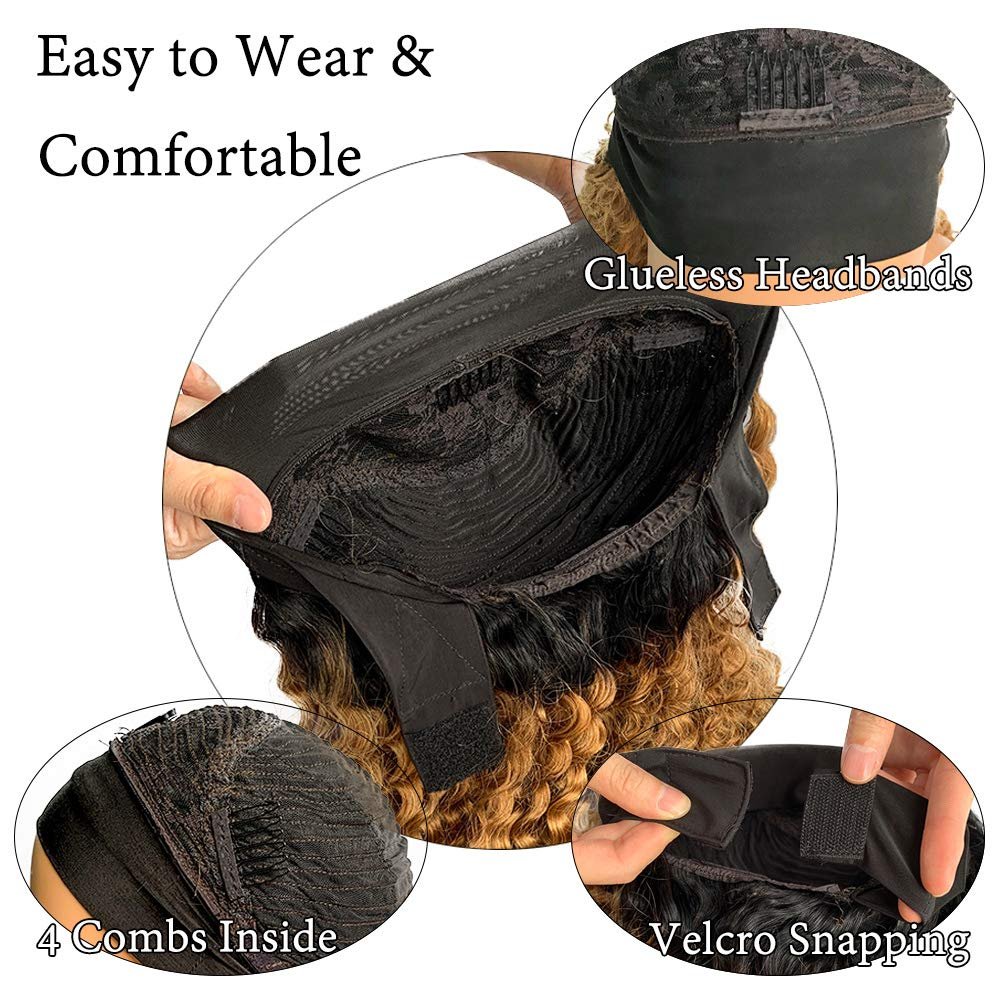  Peruvian High Quality 10A Ombre Strawberry Blonde Highlight Headband Wig Vendor,Human Hair Wigs for Black Women
