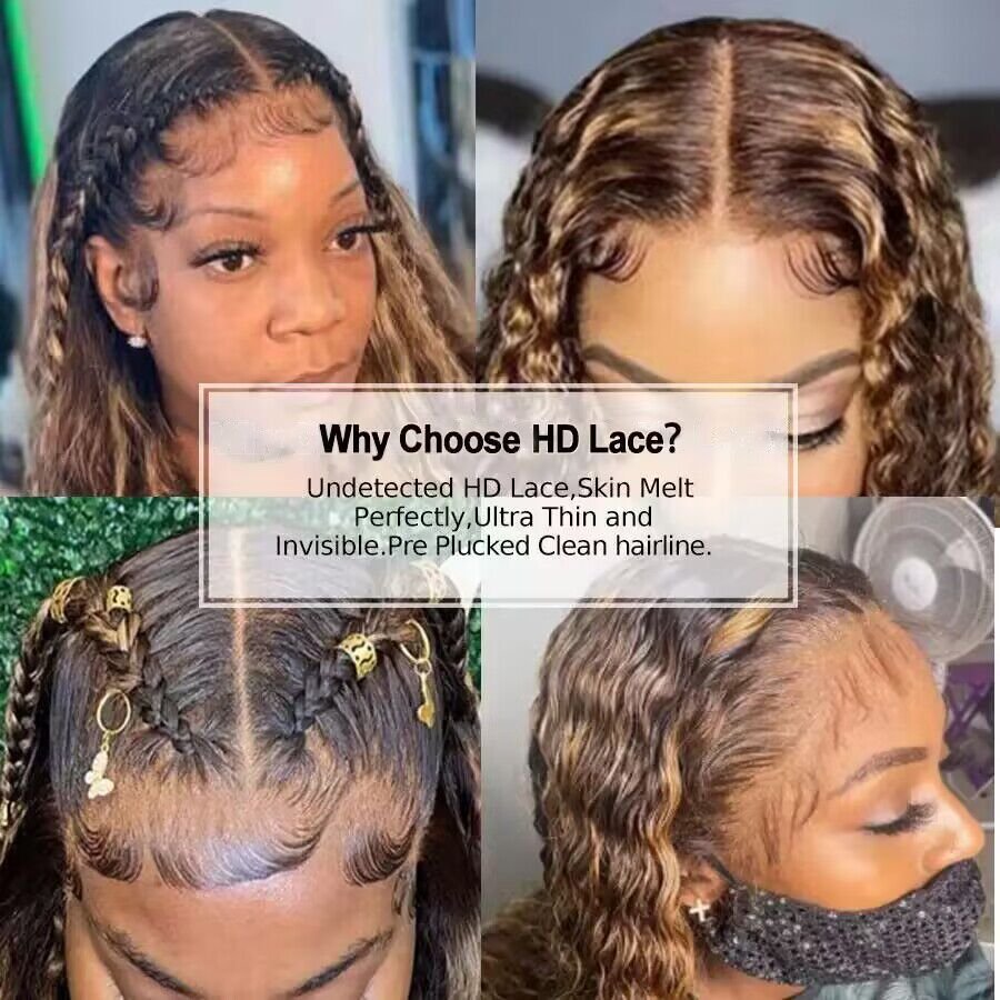 Cheap Kinky Curly Highlight Wigs Human Hair Lace Front Wigs For Black Women Ombre P4/27 Colored HD Lace Frontal Wig Human Hair