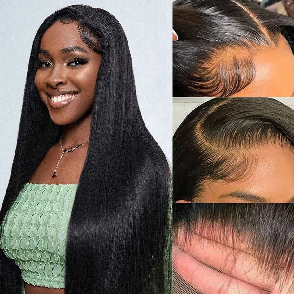 26 28 Inch Straight Lace Front Wig For Black Women Brazilian Straight Frontal Wig 13X4 Transparent Lace Front Human Hair Wigs