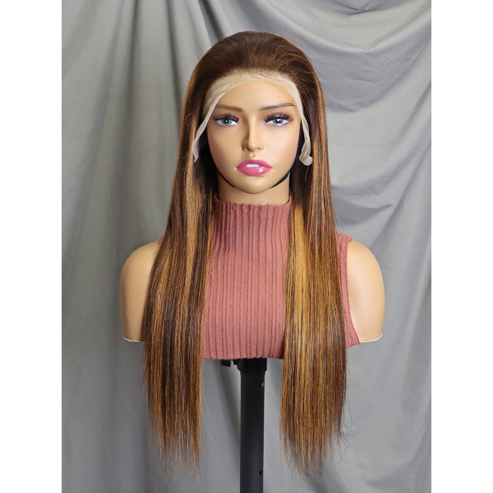 Highlight Piano 4/30 Color Straight Lace Frontal Wig Ombre 13x4 Full Frontal Raw Virgin Transparent Lace Front Human Hair Wigs