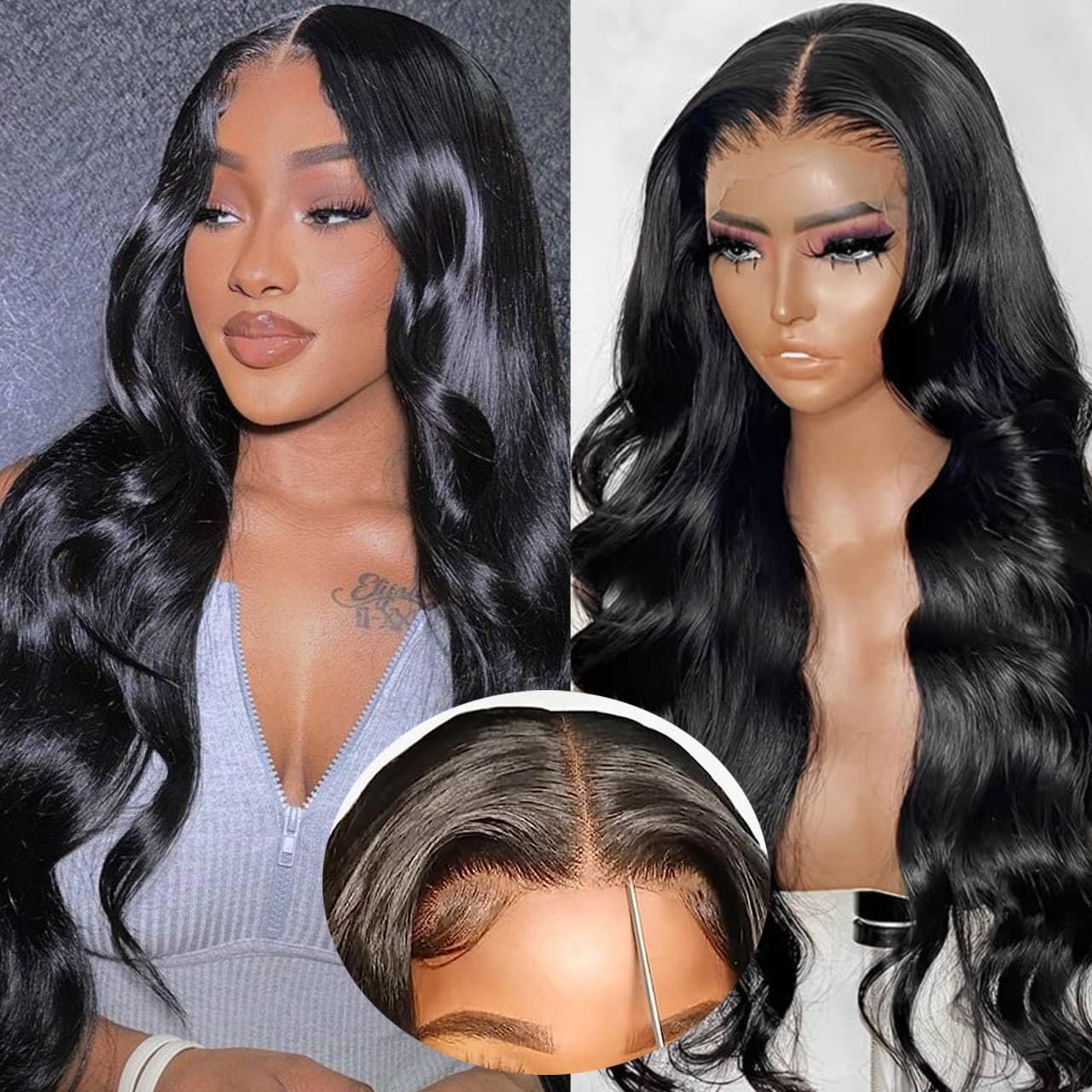 Glueless Body Wave Transparent Lace Front Wig Pre Plucked13x4 Pre Cut Ready to Wear Lace Closure Human Hair Wig for Women