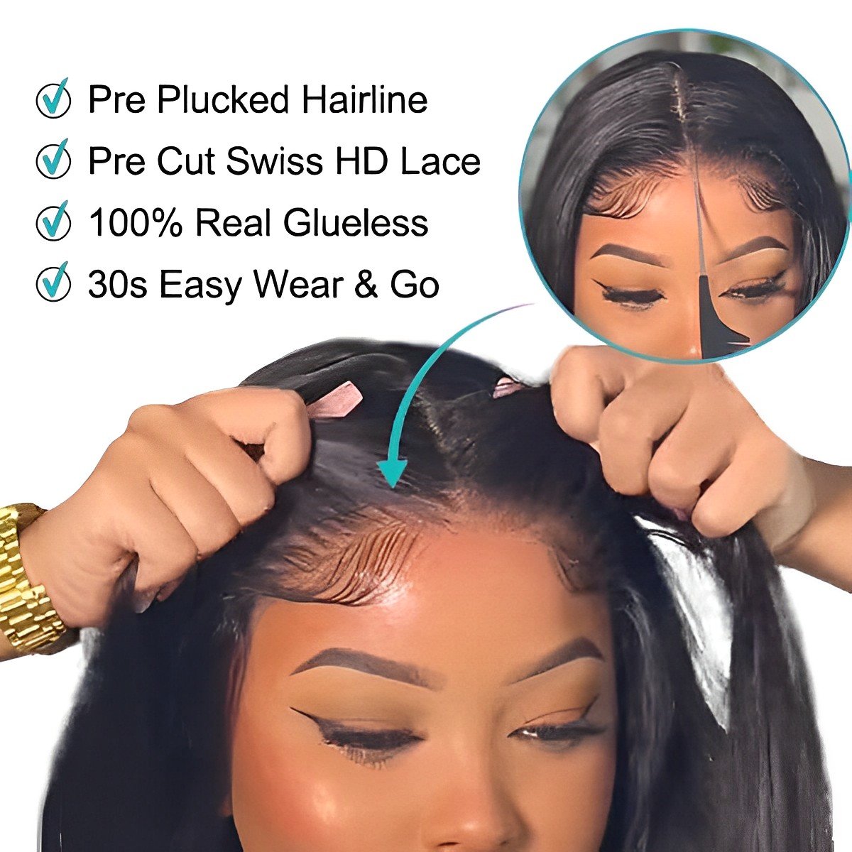 Glueless Body Wave Transparent Lace Front Wig Pre Plucked13x4 Pre Cut Ready to Wear Lace Closure Human Hair Wig for Women