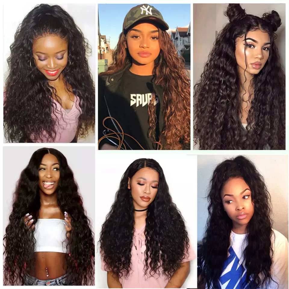 ZSF Human Hair Wig Cheap Water Wave 4*4 Lace Closure Wig Wholesale Brazilian 100% Unprocessed Virgin Hair Wig For Black Women