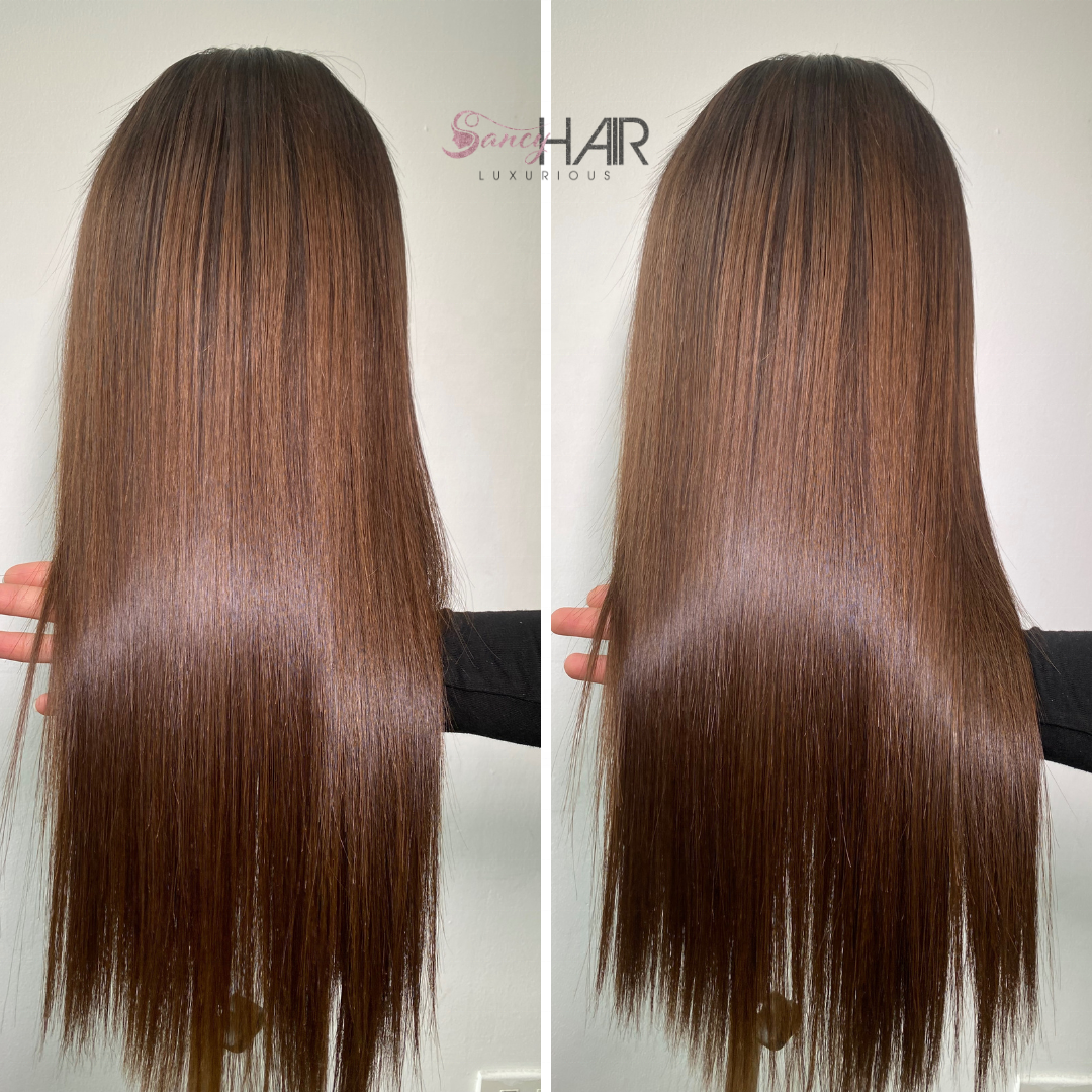Premium Human Hair Wigs Perfect Hairline Golden Brown Color 100% Vietnamese Raw Hair For Wholesale Price