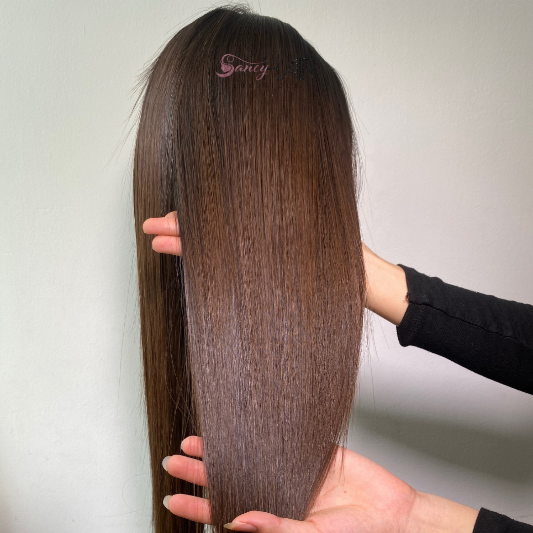Premium Human Hair Wigs Perfect Hairline Golden Brown Color 100% Vietnamese Raw Hair For Wholesale Price