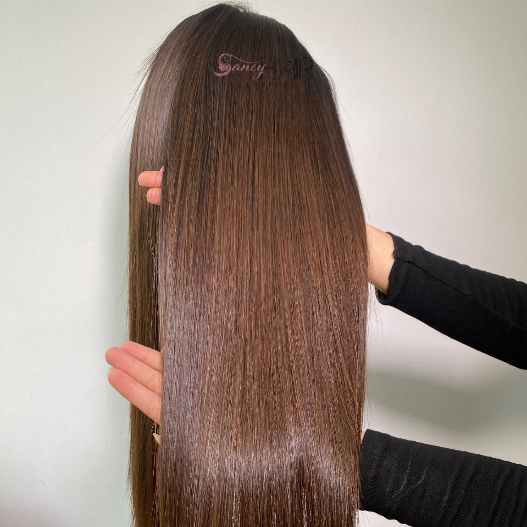Premium Human Hair Wigs Perfect Hairline Golden Brown Color 100% Vietnamese Raw Hair For Wholesale Price