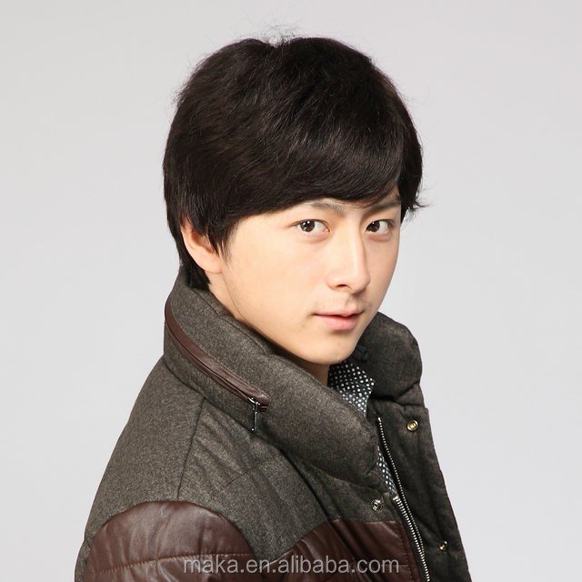 100% Human Natural Hair Wig for Men Short Full Human Hair Wig for Mid Adult Men